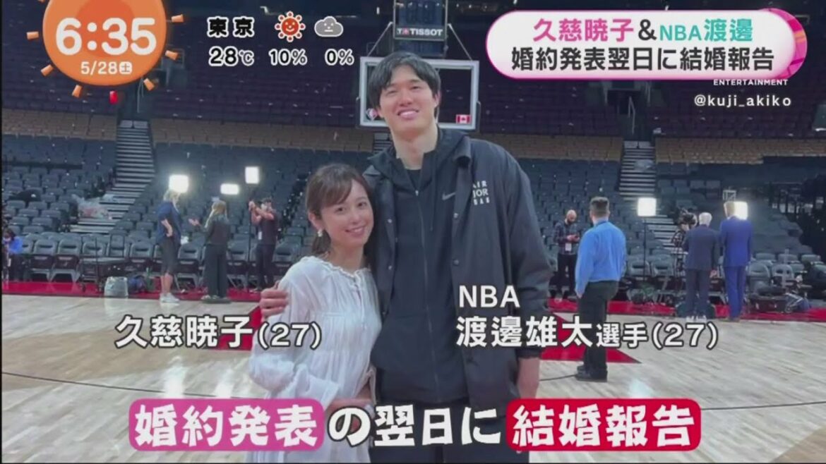 久慈暁子&NBA渡邊 婚約発表翌日に結婚報告 めざましどようび 2022年5月28日