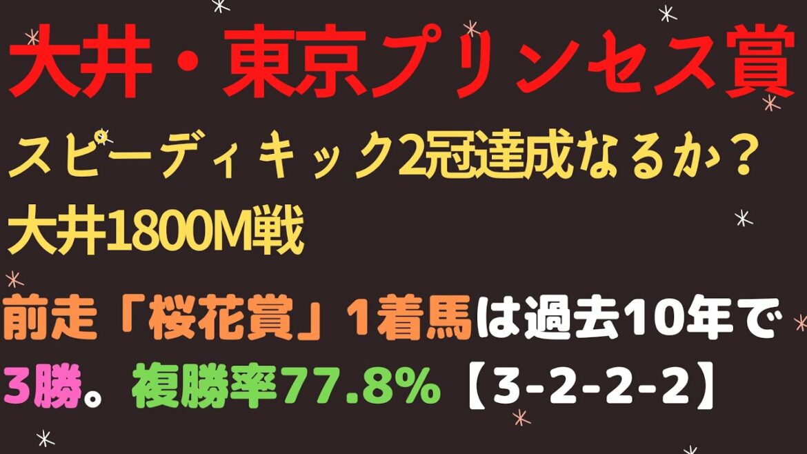 東京プリンセス賞2022予想【大井競馬】前走「桜花賞」1着馬は過去10年【3-2-2-2】複勝率77.8%【過去データ】