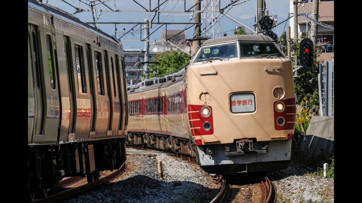 JR東日本　189系M52編成　鎌倉方面集約臨　9785M　遅延の影響でスカ線駅間停車でモロ被り　＠大船～北鎌倉