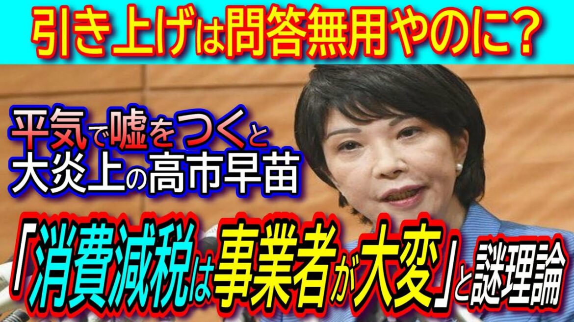 【#平気で嘘をつく高市早苗】高市政調会長のデタラメ発言がブーメランで大炎上‼消費減税は「事業者も大変」と謎の言い訳を繰り出し否定‼【日曜討論】【れいわ新選組】