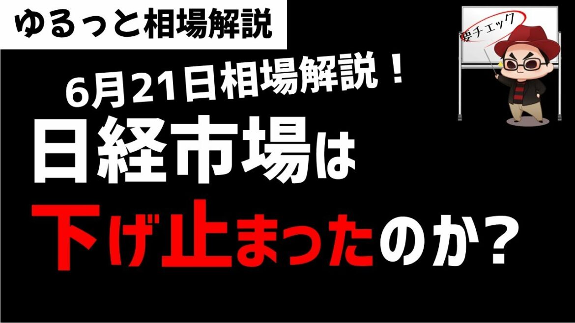 【6月21日のゆるっと相場解説】日経平均株価は下げ止まったのか？相場見通しは？ズボラ株投資