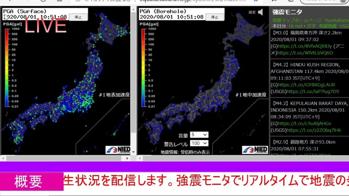 強震モニタ配信