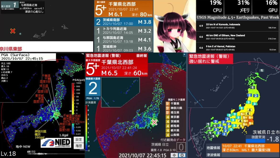 [緊急地震速報] 東京大地震 M6.1 最大震度５強