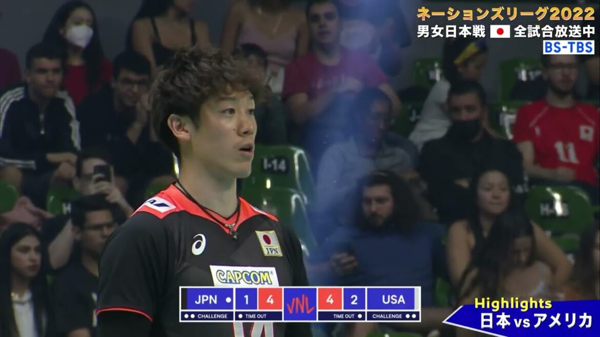 バレーボール ネーションズリーグ 2022　男子・第３戦　日本ｖｓアメリカ戦ハイライト