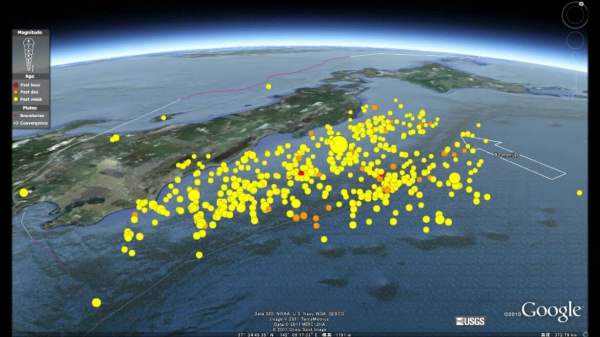 2011.03.11 東日本大震災（震度7 M9.0） 3.16現在の震源 Japan earthquake