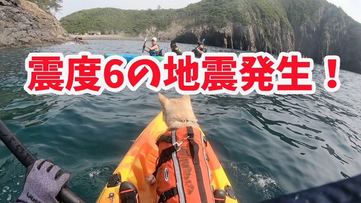 【カヤックで震度6の地震！】危険を察知し海から逃げようとした愛犬