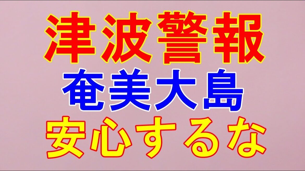 【津波】奄美大島の太平洋側に津波警報