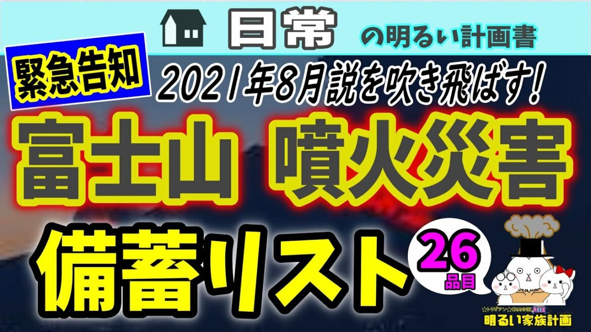 【複合災害】地震と共に備える『富士山噴火』　未曽有の事態に役立つ２６種類、一挙紹介　＃０４５　マスク　ハザードマップ　ゴーグル　対策　火山灰