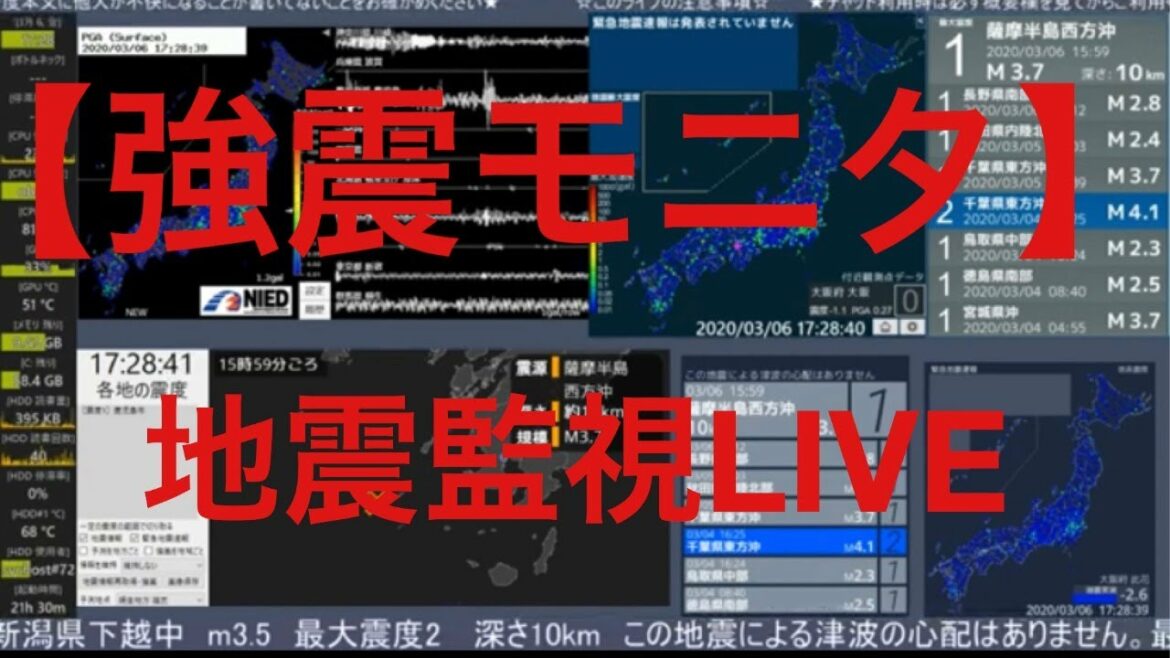 【強震モニタ】地震監視live