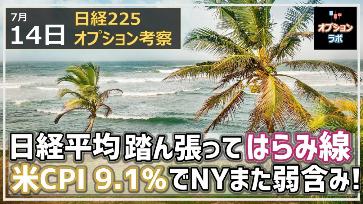 【日経225オプション考察】7/14 日経平均 なんとか踏ん張ってはらみ線示現！ しかし米CPIが予想より悪化9.1％でNYがまた弱含みの地合いに！