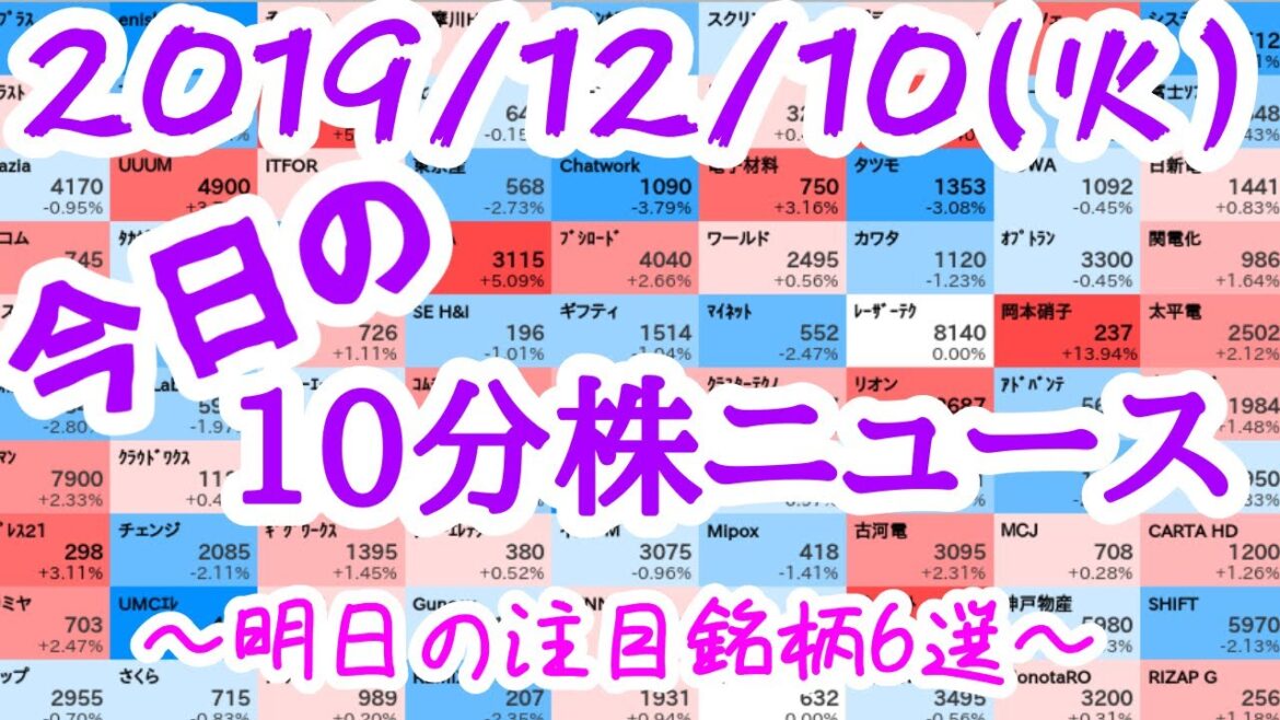 【JumpingPoint!!の10分株ニュース】2019年12月10日(火) 【JumpingPoint!!の10分株ニュース】2019年12月10日(火)