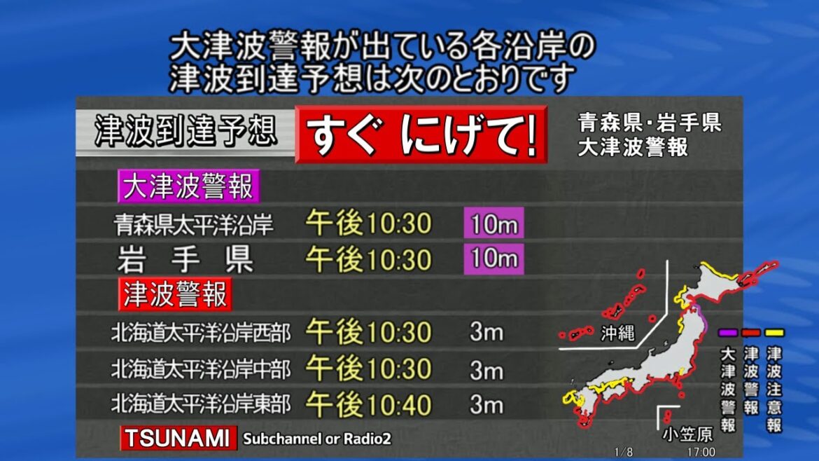 【地震シミュレーション】岩手・青森 大津波警報 マグニチュード9.5【1960年チリ超巨大地震】