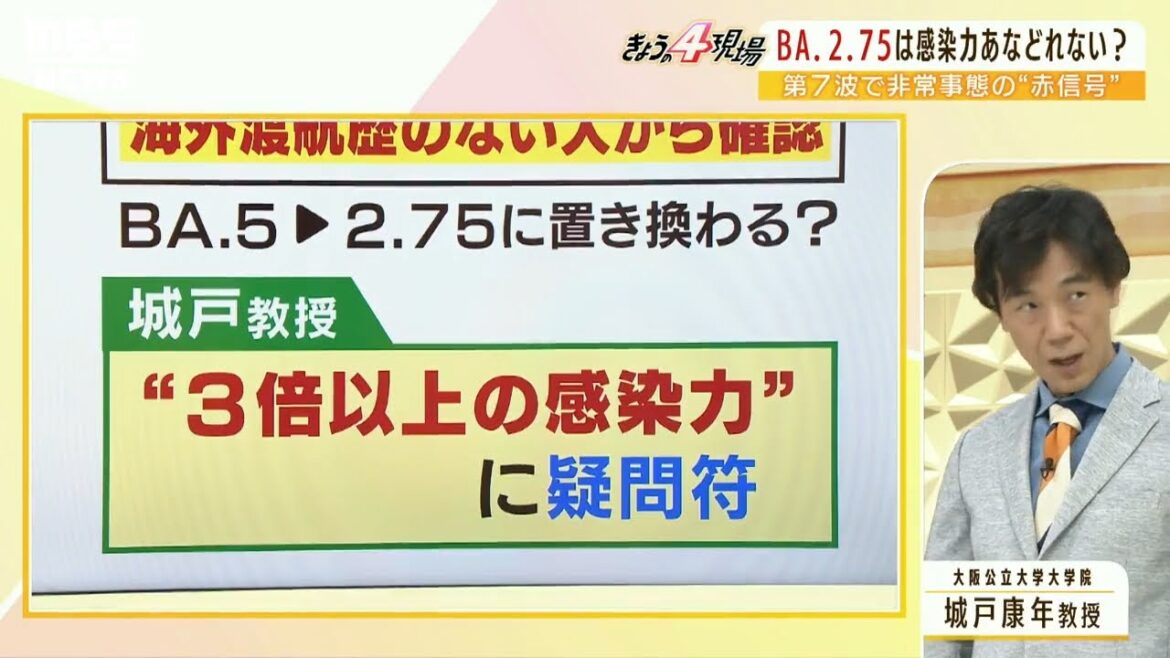 【解説】感染力は「BA.5」の3倍以上？新変異株"ケンタウロス"「BA2.75」国内でも感染確認　専門家「３倍以上の感染力には疑問」(2022年7月27日)
