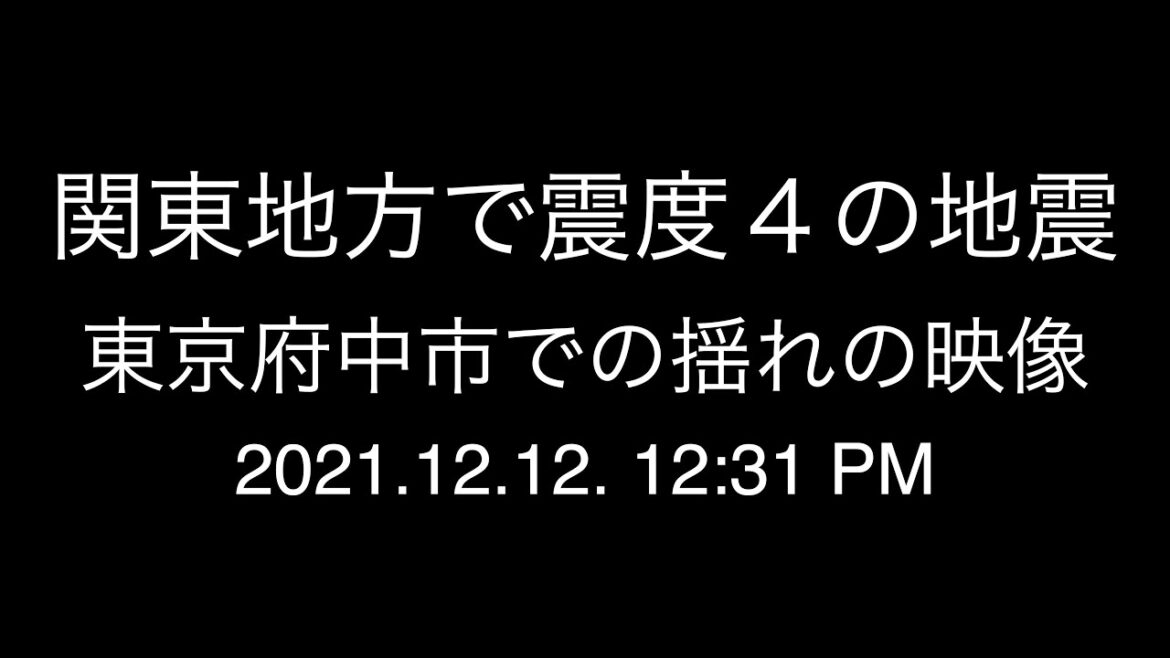 関東地方で震度４の地震；東京府中市での揺れの映像；2021.12.12. 12:31