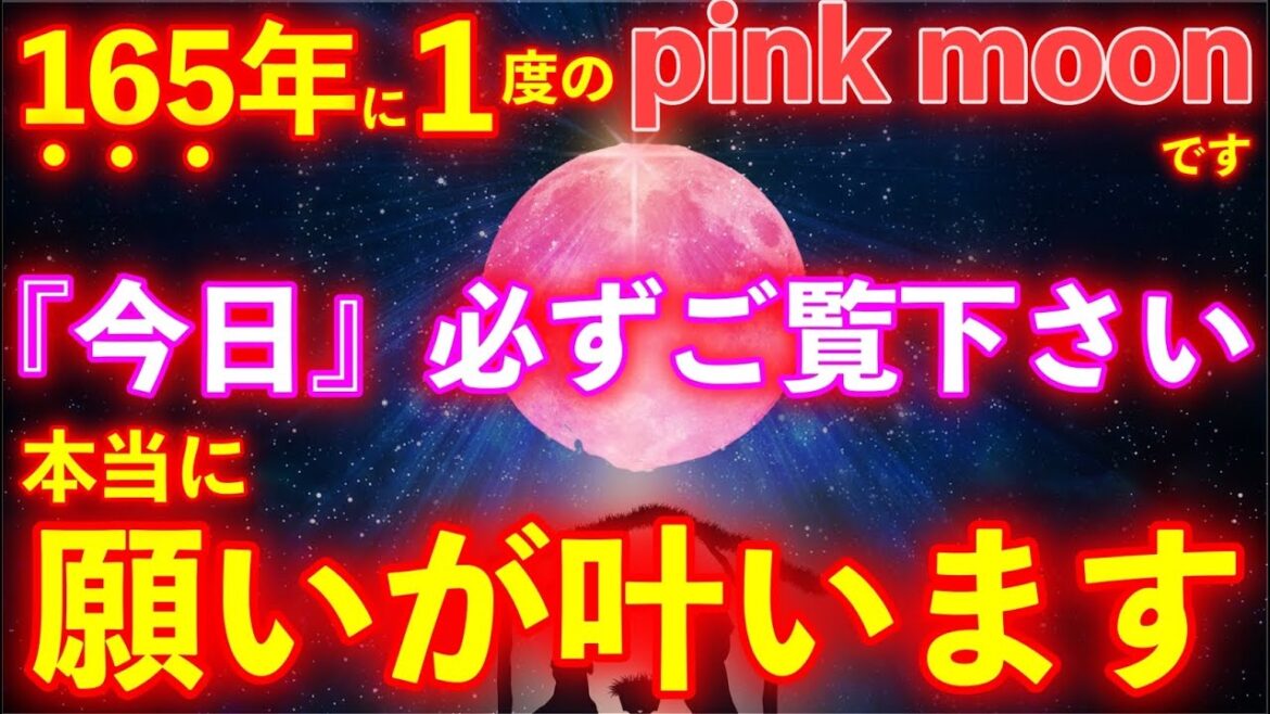 ※今日必ずご覧下さい!!165年に一度の大開運期のピンクムーン。貴方の願いが叶います。奇跡的な凄い事が起こる不思議な力を持つこの動画を再生すると願いが叶って行くよう強力な暗示がかかっています。