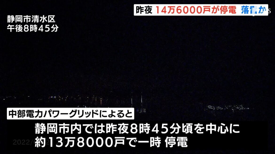 「辺りが真っ暗に」“大規模停電”の瞬間　静岡県内で約14万6000戸に影響　落雷が原因か