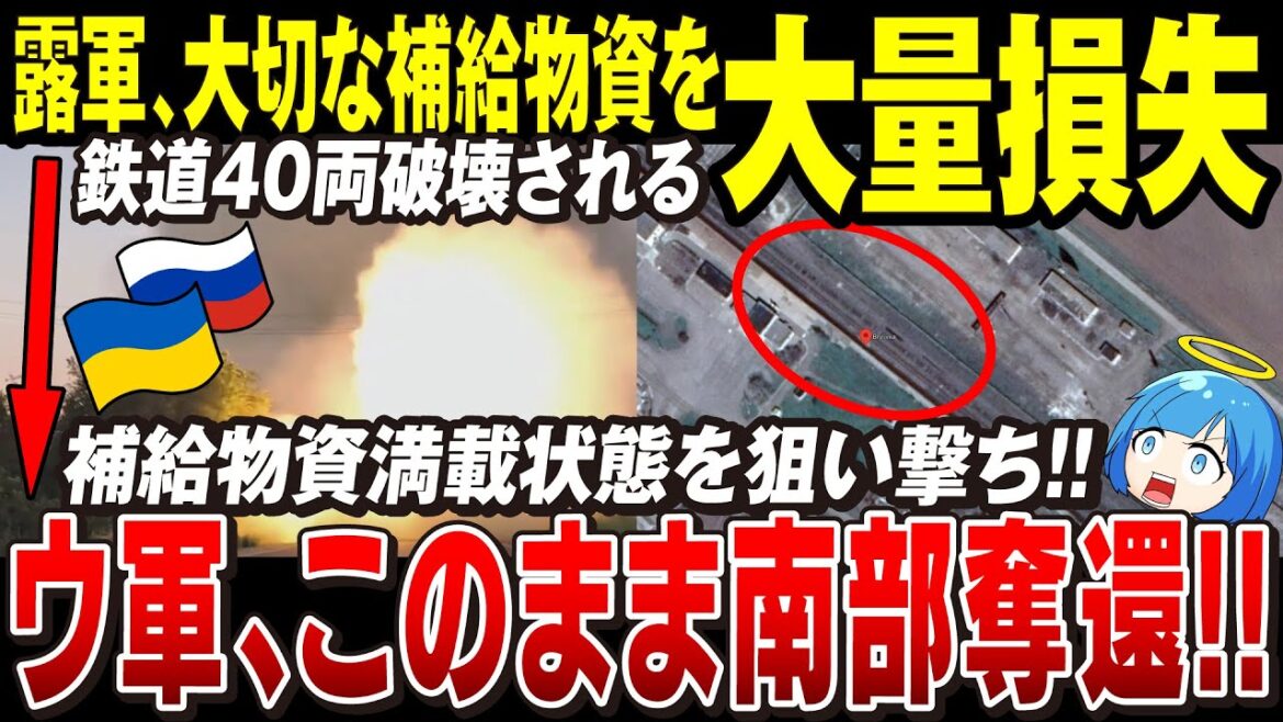 【ゆっくり解説】ウクライナ軍鉄道車両40輌破壊の大戦果！ロシア軍は補給物資を大量に失い南部で大ピンチ！【ウクライナ情勢】