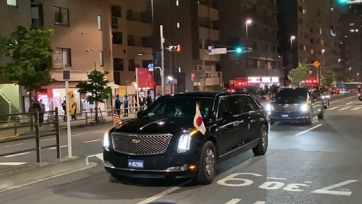 バイデン🇺🇸大統領専用車ザ ビースト車列🇺🇸岸田総理車列ド迫力箱乗りSP💢怒りの制止💢 2022/05/23
