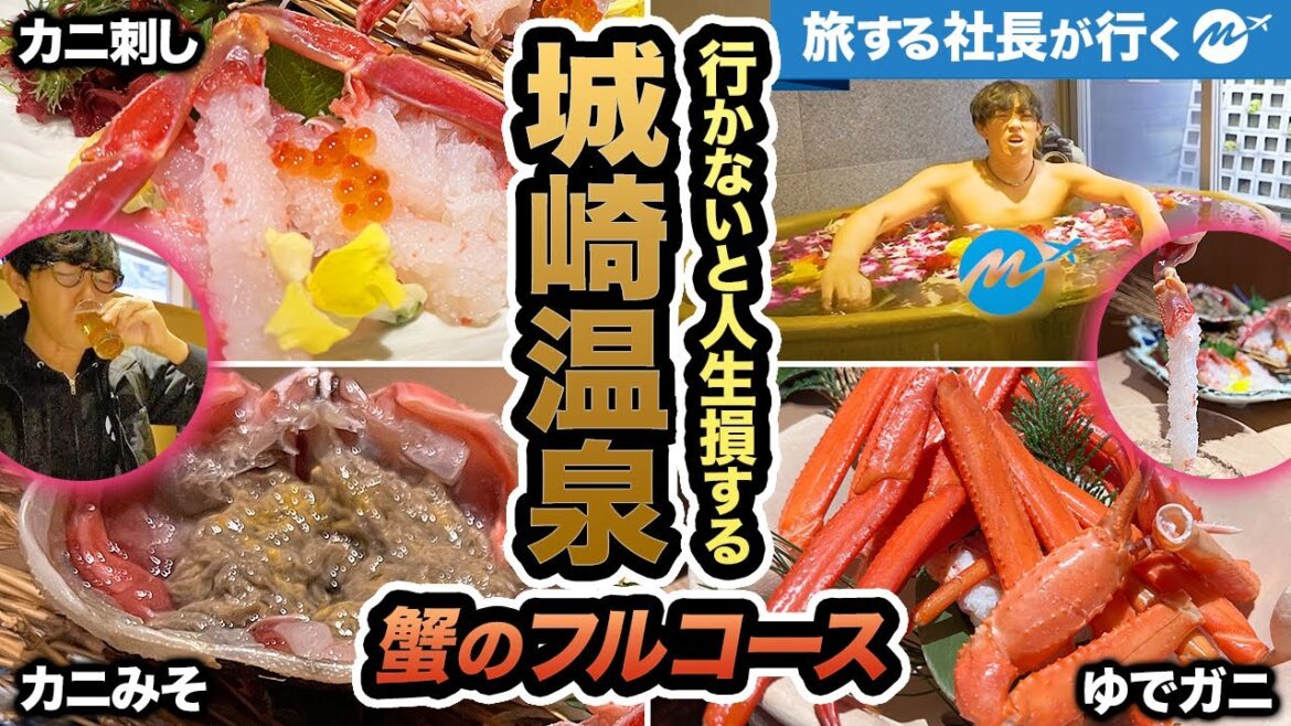 城崎温泉日帰り弾丸旅行。カニ料理フルコースと露天風呂で満喫しすぎたら人はどうなるのか？【グルメ・観光・旅行動画・兵庫】【sub】