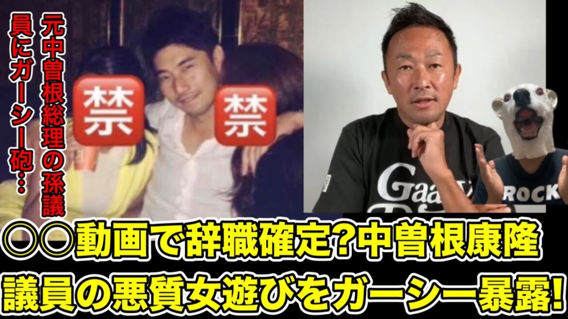 ガーシーが中曽根康隆議員の女遊びを暴露!政治家辞職もありえる理由とは…?【東谷義和・田村淳・ヒカル・青汁王子・中曽根康弘総理・綾野剛・トライストーン・BAN・三木谷社長・楽天・炎上・渡航届・不倫】