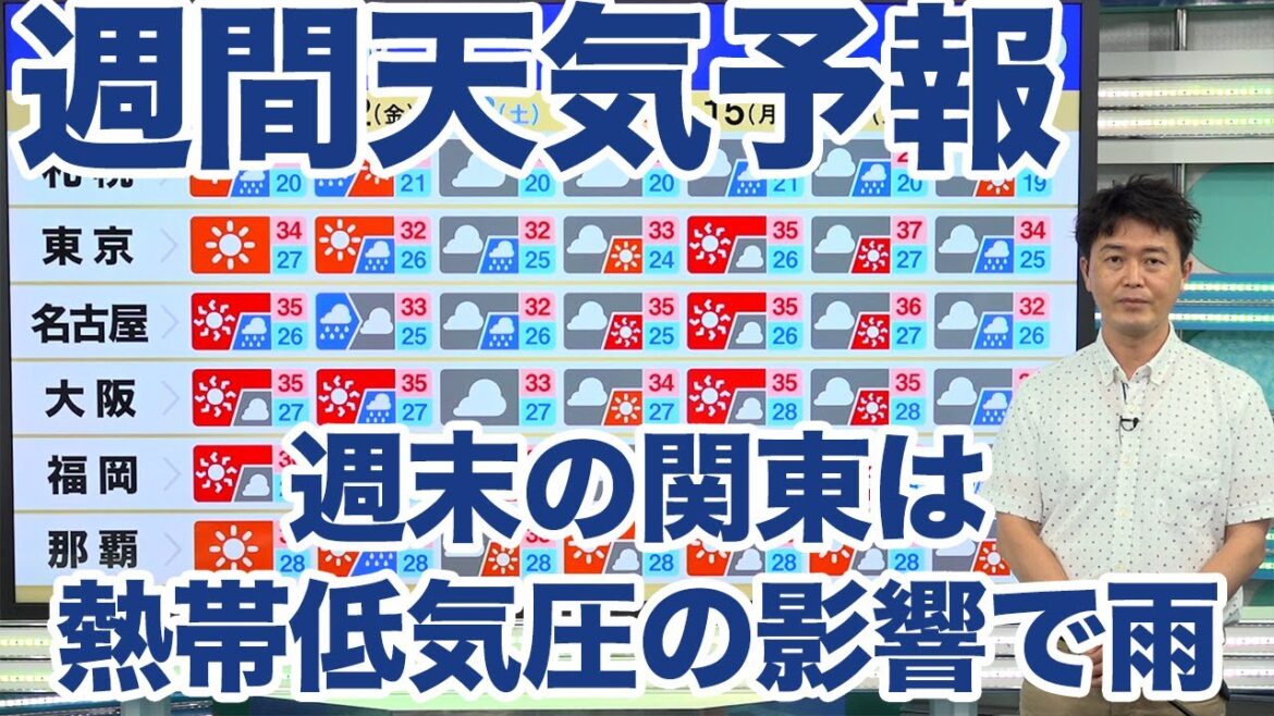 週間天気予報 週末の関東は熱帯低気圧の影響で雨