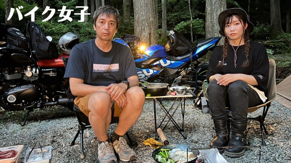 独身中年とバイク女子がキャンプに行ってすき焼きを作りました