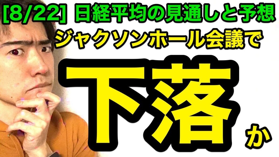 日経平均チャート見通しと予想：反落。ブラード総裁のタカ派発言、ジャクソンホール会議etc（8/22版）