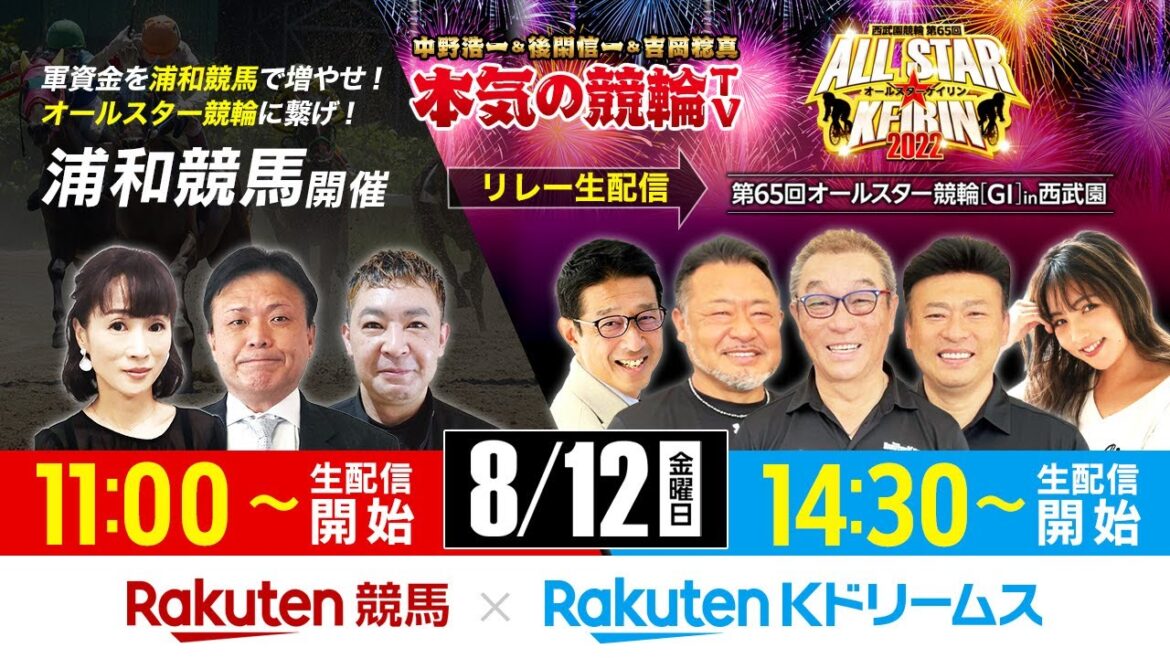 2022.8.12 西武園競輪 第65回オールスター競輪GⅠ（4日目）×浦和競馬コラボ～本気の競輪TV（中野浩一/後閑信一/吉岡稔真/野呂佳代/細江純子/西村正彦/池端将巳）