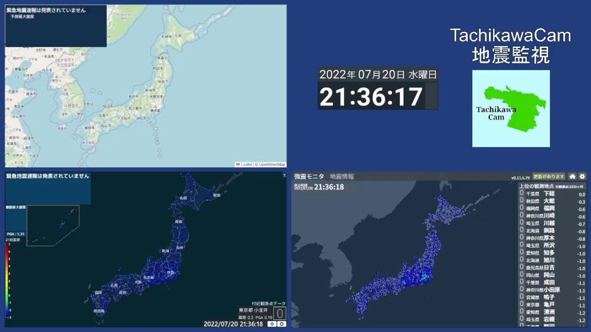 【アーカイブ】地震監視 - 強震モニタ監視