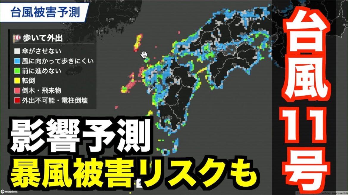 【台風11号の影響予測】九州最接近による局地的な暴風被害リスクも