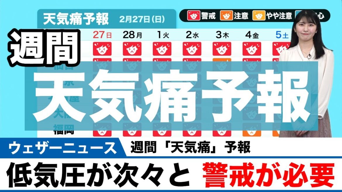 【週間「天気痛」予報】低気圧が次々と…警戒が必要