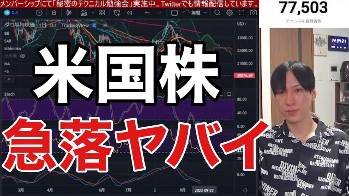 【9/23】FOMCショックで米国株、日本株どうなる？金利急騰でナスダック、半導体株が大暴落。日経平均先物も安い。日銀為替介入で円高加速。