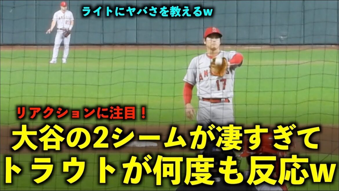 反応が面白い！ 大谷翔平の２シームが凄すぎて真後ろから見ていたトラウトが何度もリアクションw エンゼルス【現地映像】アストロズ第２戦