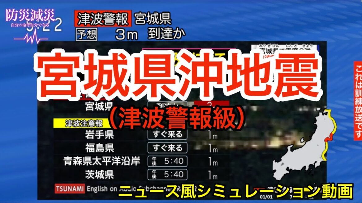 宮城県沖地震シミュレーション（津波警報級）