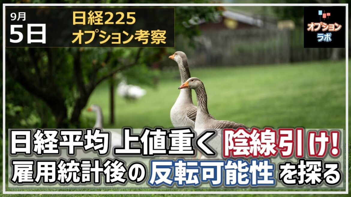 【日経225オプション考察】9/5 日経平均は上値が重く結局陰線引け。日本のMSQに向けて雇用統計後の反転可能性を探る！