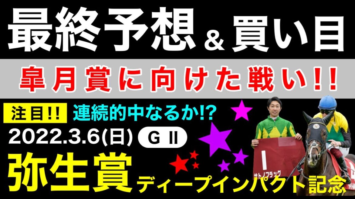 【弥生賞ディープインパクト記念2022】最終予想＆買い目について(競馬予想)