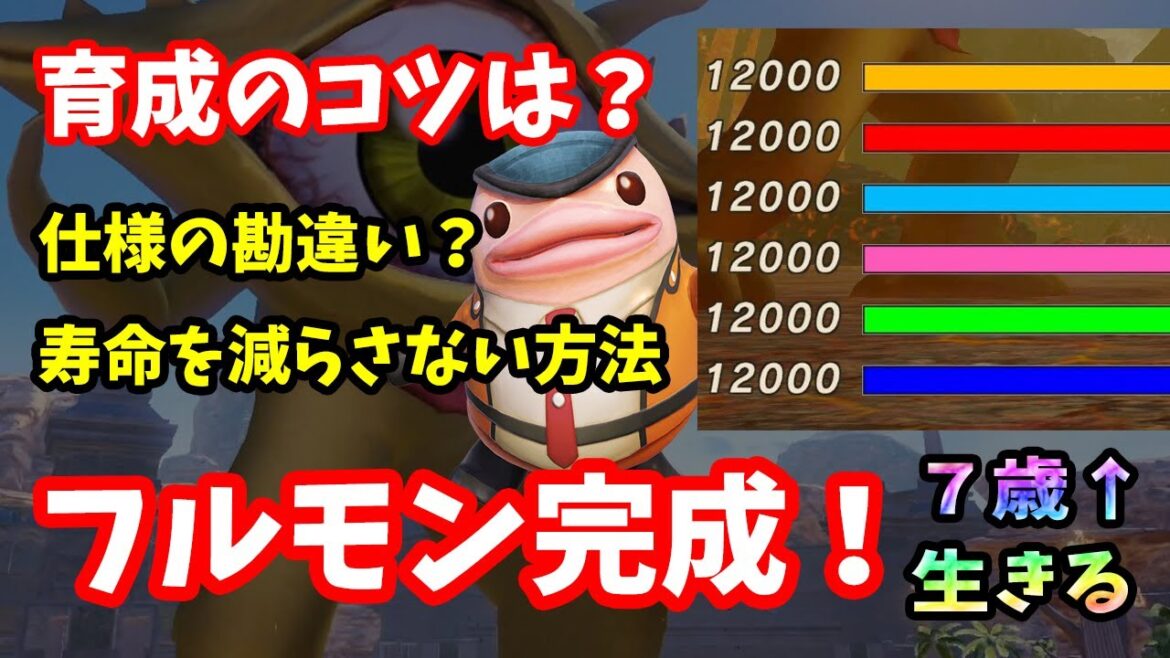 【ウルトラ怪獣モンスターファーム】フルモン完成！ALL12000の迫力はやばいぞ…寿命を減らさない育成のコツなど解説！【実況】