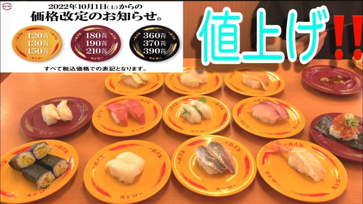 【スシロー】10月から値上げしたお寿司を食べてみた