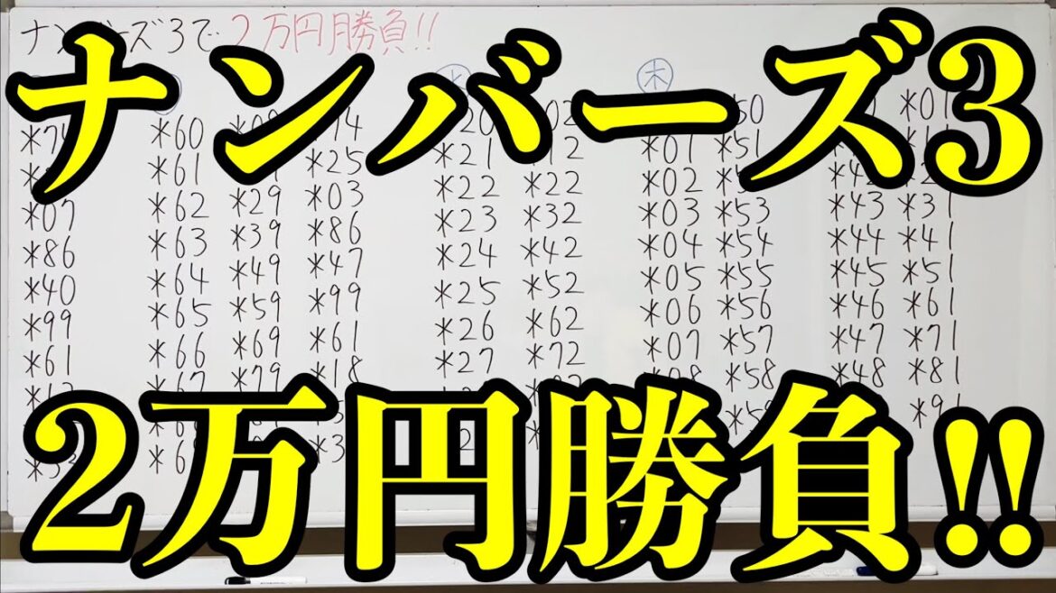 【宝くじ】ナンバーズ３を２万円分(１００口)購入して勝負！！