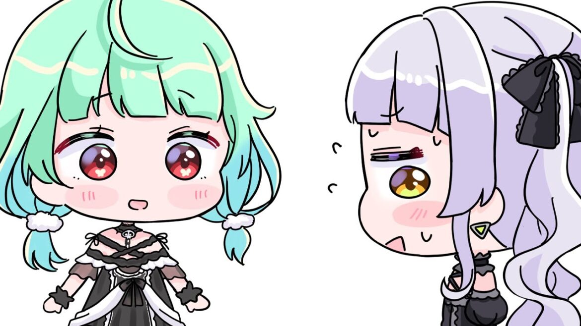 【手描き】偶然会ったるしあが可愛すぎて、目を合わせられないシオン【紫咲シオン/潤羽るしあ/ホロライブ切り抜き】【切り抜き漫画】