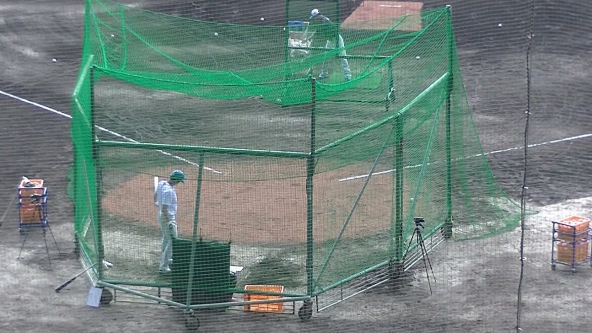 松本剛のバッティングフォーム～練習中 〜2022/2/15巨人日ハム戦