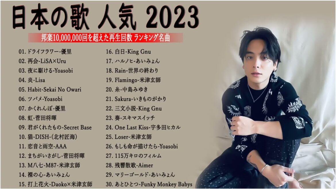 【広告なし】有名曲J-POPメドレー『2022最新版』日本最高の歌メドレー 📚J-POP 最新ランキング 2022🍁優里、菅田将暉  、YOASOBI 、LISA Official Video 10 【広告なし】有名曲J-POPメドレー『2022最新版』日本最高の歌メドレー 📚J-POP 最新ランキング 2022🍁優里、菅田将暉  、YOASOBI 、LISA Official Video 10
