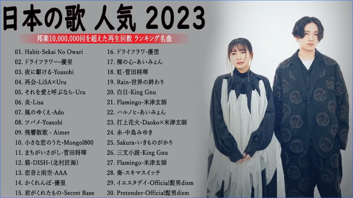 【広告なし】有名曲J-POPメドレー『2022最新版』日本最高の歌メドレー 📚J-POP 最新ランキング 2022🍁優里 、 、菅田将暉  Tani Yuuki　Official Video 09