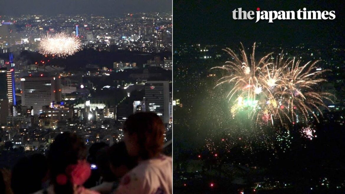 六本木ヒルズ上空から見た神宮外苑花火大会 六本木ヒルズ上空から見た神宮外苑花火大会