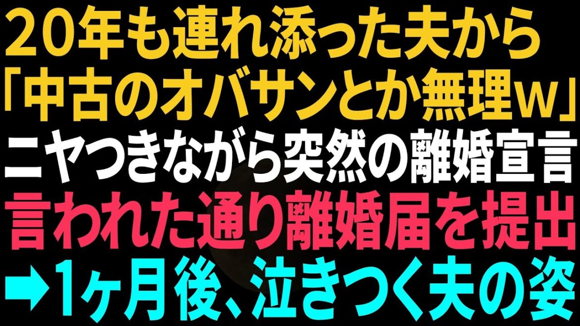 【スカッと】結婚して20年連れ添った夫「中古のオバサンとか無理ｗ離婚しろ！」突然の離婚宣言→言われた通りに即離婚届を提出してやった結果…w