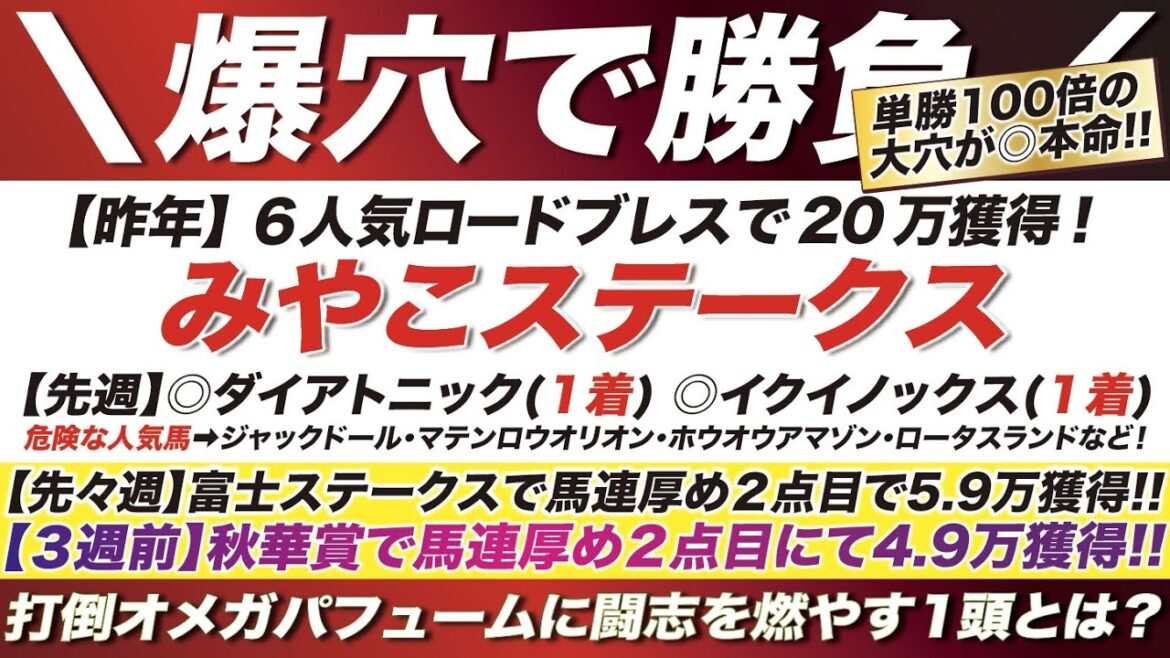 みやこステークス 2022【予想】伸るか反るかの一発勝負！「単勝万馬券」の大穴が◎本命！打倒オメガパフュームに闘志を燃やす！その穴馬の正体とは？