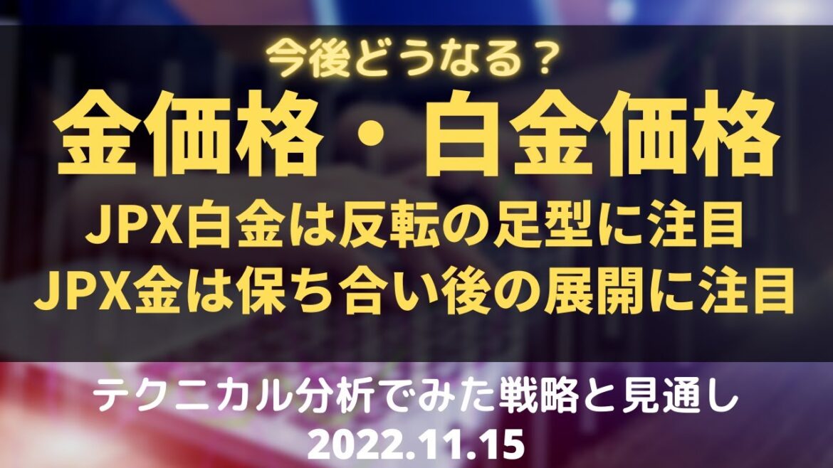【金価格・白金価格】今後どうなる？ JPX白金は反転の足型に注目 JPX金は保ち合い後の展開に注目　テクニカル分析でみた見通しと戦略 11月15日（火）