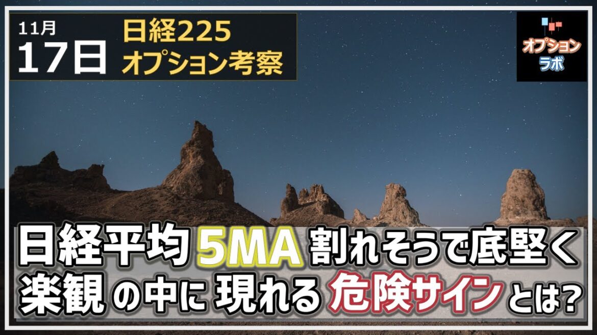 【日経225オプション考察】11/17 日経平均 5MA割れそうで底堅く。楽観の中に現れる危険サインとは？