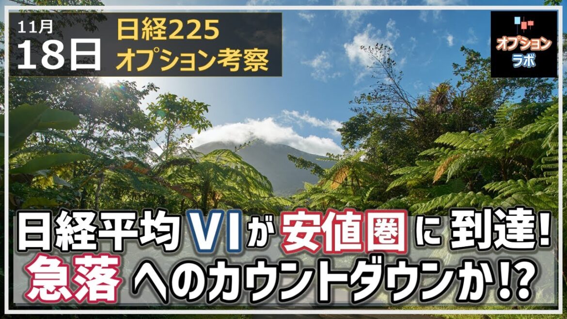 【日経225オプション考察】11/18 日経平均VIが安値圏到達！ ここから急落へのカウントダウンか!?