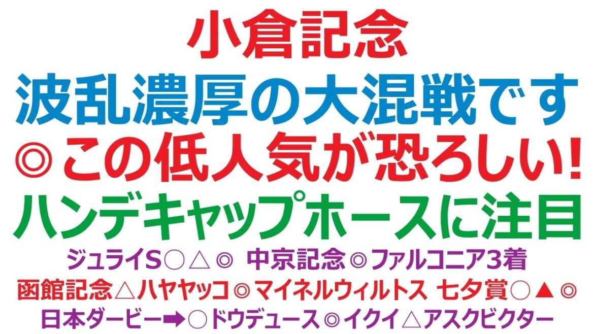 小倉記念2022予想　ジェラルディーナ危うし？  1番人気の信頼度が低いレースです。